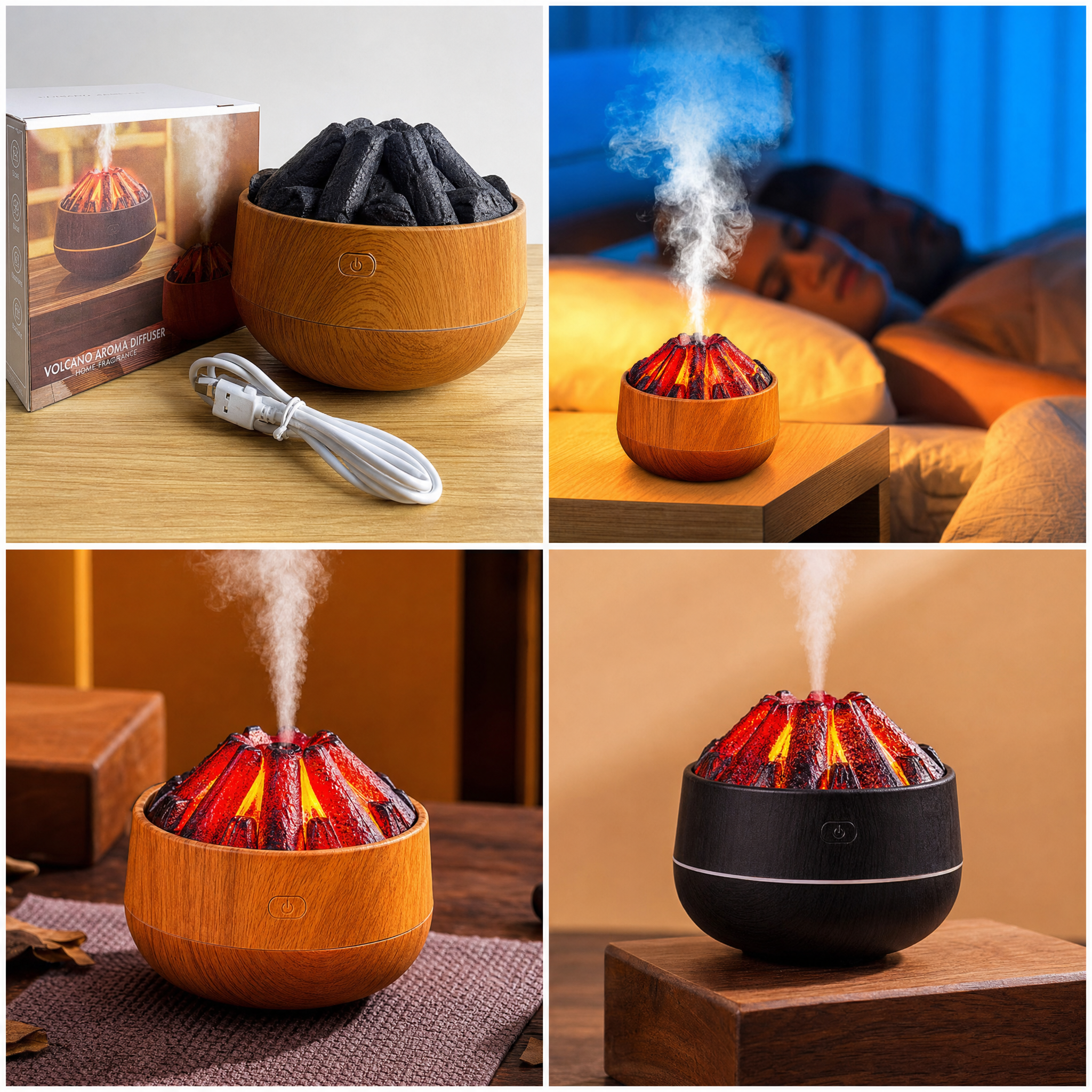 Humidificador Fogata - Difusor de Aromaterapia con Efecto Llama LED