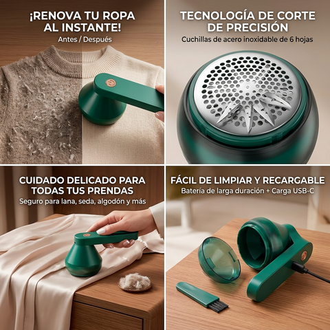 Máquina Quita Pelusas Eléctrica Recargable - Removedor de Bolitas para Ropa